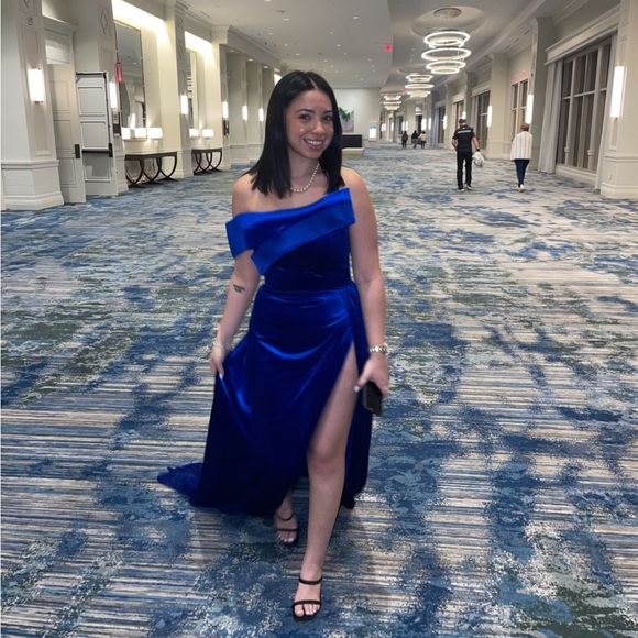 Royal Blue Wedding Guest Dress - Picture 2 of 4